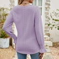 thumbnail image 5 of Scyoekwg Womens Long Sleeve Tops Casual V-Neck Eyelet Tops Crochet Lace Trim Elegant Shirts Solid Color Vintage Comfy Fall Clothes Lightweight Loose Pullover, 5 of 5