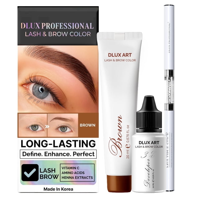 Kit de color para cejas DLUX PROFESSIONAL marrón de larga duración