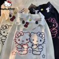 thumbnail image 2 of Sanrio-cárdigan con capucha de Hello Kitty para mujer, suéter holgado de gran tamaño, sudadera con estilo japonés, sudadera Kawaii Lolita, Yk2, 2 of 4