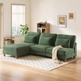 thumbnail image 5 of 101" Corduroy Armless Sectional Couch with Chaise, Oversized, Extra Deep Upholstered Seats,  Solid Wood Frame, L-Shaped Sofa, Neche Futon Bed for Living Room, Green, 5 of 13