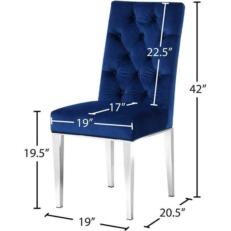 Meridian Furniture Juno Navy Velvet Dining Chair-Set of 2 Meridian Furniture Juno Navy Velvet Dining Chair-Set of 2