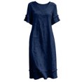 thumbnail image 4 of Women's Casual V-Neck Short Sleeve Summer Dress with Pockets, Solid, 4 of 9
