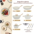 thumbnail image 3 of Juego de Ollas y Sartenes Antiadherentes, bateria de cocina 12 Piezas，Sarten Batería de Cocina con Mango Desmontable, Sartén para Freír Apto para Cocina de Inducción y Horno, Granito Blanco, 3 of 12