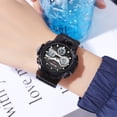 thumbnail image 4 of SKMEI Men's Digital Analog Dual Display Watch with 50M Waterproof, EL Luminous, Stopwatch, Alarm, Date/Week Function - 44.3mm PC Case, Silicone Strap, Stainless Steel Buckle, Electronic Movement &, 4 of 7