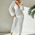 thumbnail image 7 of Efsteb Women's Beach Crochet Maxi Dress Summer Knit Hollow Out Long Sleeve Cover Ups Mesh Bathing Suit Vacation Swimwear (White,M), 7 of 7