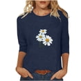 thumbnail image 2 of Teissuly Women's 2024 Spring And Summer Regular Printed Loose Casual Round Neck Long Sleeve Top T-Shirt, 2 of 5