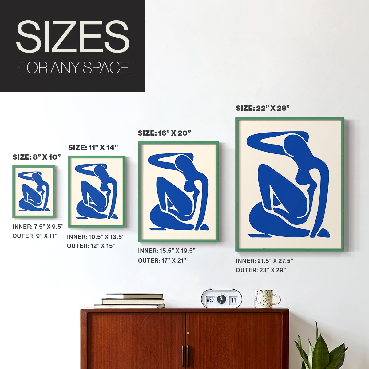 Matisse CXCV Framed Print in Green Solid Wood 11 x 14 Framed Print