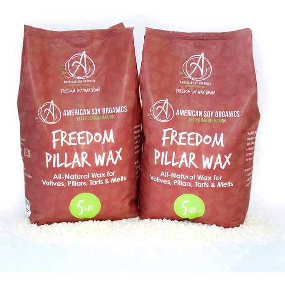 Freedom Soy Wax Beads for Pillar Candle Making - Natural Supplies - Paraffin-Free,Beeswax-Free Candle Wax for Votives, Pillars, Tarts, Tealights and Melts 10lbs