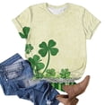 thumbnail image 3 of Plus Size JSKUMAR St Patrick's Day Short Sleeve Shirts for Women Stylish Shamrock Graphic Tee Funny Heart Printed Tops (Green-18,S), 3 of 7