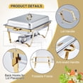thumbnail image 2 of Bingirl Plats Anti-Frottement pour Buffet, Lot de 4, 8 Qt, Ensembles de Réchauds et Réchauds de Buffet en Acier Inoxydable avec Couvercle, Réchauffe-Aliments Rectangulaire, Fournitures de Traiteur, Présentoir de Buffet pour Fêtes - Or, 2 of 7