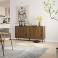 thumbnail image 6 of Semiocthome Sideboard Storage Cabinet with 4 Fluted Doors and 2 Shelves, Kitchen, Dining Room, Walnut, 6 of 10
