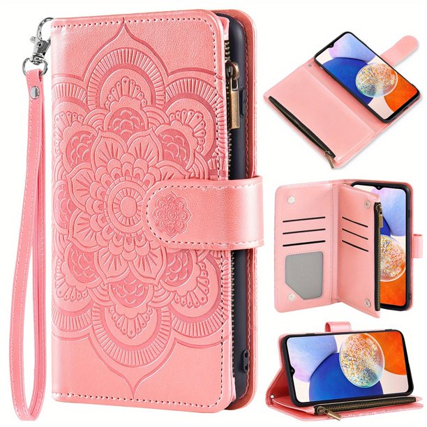 Zipper Wallet Cell Phone Case For Samsung Galaxy A10 A10S A10e A11 A12 A13 A14 A20 A30 A20S A20e A21 A21S A22 A22S A23 A24 5G 4G A01S A04S A 11 12 13 14 20e 14A 23A A135G A145G SM-A146U A136U A236V Fl