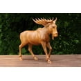 thumbnail image 4 of Wooden Hand Carved Moose Statue Figurine Sculpture Art Elk Decorative Home Decor Accent Rustic Lodge Handmade Handcrafted Decoration Size: 8" tall x 7" long x 2" deep, 4 of 5