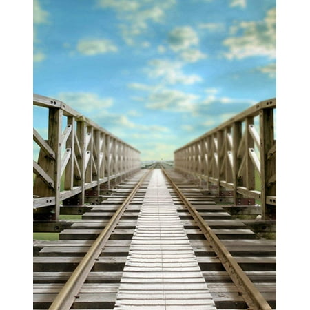 Image of ABPHOTO Polyester Wooden Railway Photography Backdrops Photo Props Studio Background 5x7ft