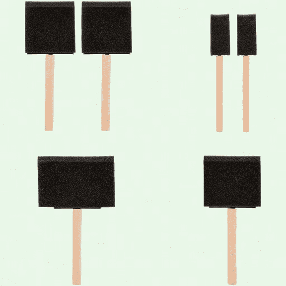 Foam Paint Brushes Set of 6, Wooden Handle, Various Sizes, for Painting and Varnishing