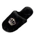 thumbnail image 2 of uublik Fuzzy Slippers for Women Memory Foam House Slippers Indoor Outdoor Cozy Plush Closed Toe House Shoes, Black, 2 of 7