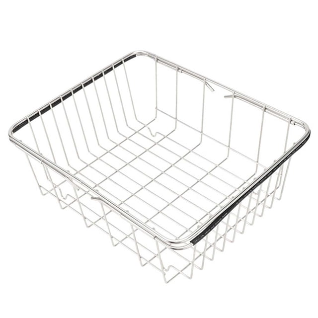 Stainless Steel Sink Drain Basket Expandable Dish Drying Rack Rustproof Dish Drainer Kitchen Utensil (Flat Net)