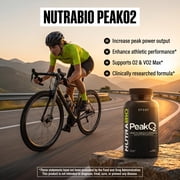 NutraBio PeakO2 Workout Supplement, 180 Capsules - Mushroom Blend Supplement to Help Enhance Athletic Performance and Overall Health, 60 Servings