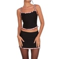 thumbnail image 2 of FOCUSNORM Women Crop Vest Tops Sleeveless Off Shoulder Ruffled Bandage Casual Party Street Spring Summer Short Shirt, 2 of 6