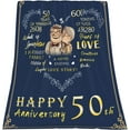 thumbnail image 4 of Gifts for 50th Wedding Anniversary, Golden for Couple, 50" x 60" Ultra-Soft Micro Fleece Blankets for Bed, Sofa, Outdoor, 50 for Parents, Husband, Wife, Friends, 4 of 6