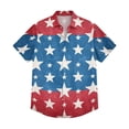 thumbnail image 5 of Men's Glitter Star & Stripe American Flag Hawaiian Shirt - 4-Way Stretch Short Sleeve Patriotic Button Down Red XL, 5 of 6