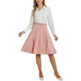 thumbnail image 2 of FALDA MIDI A-LINE PLEATADA CON CINTURÓN PARA MUJERES DE OFICINA INSPIRE CHIC XS ROSA, 2 of 6