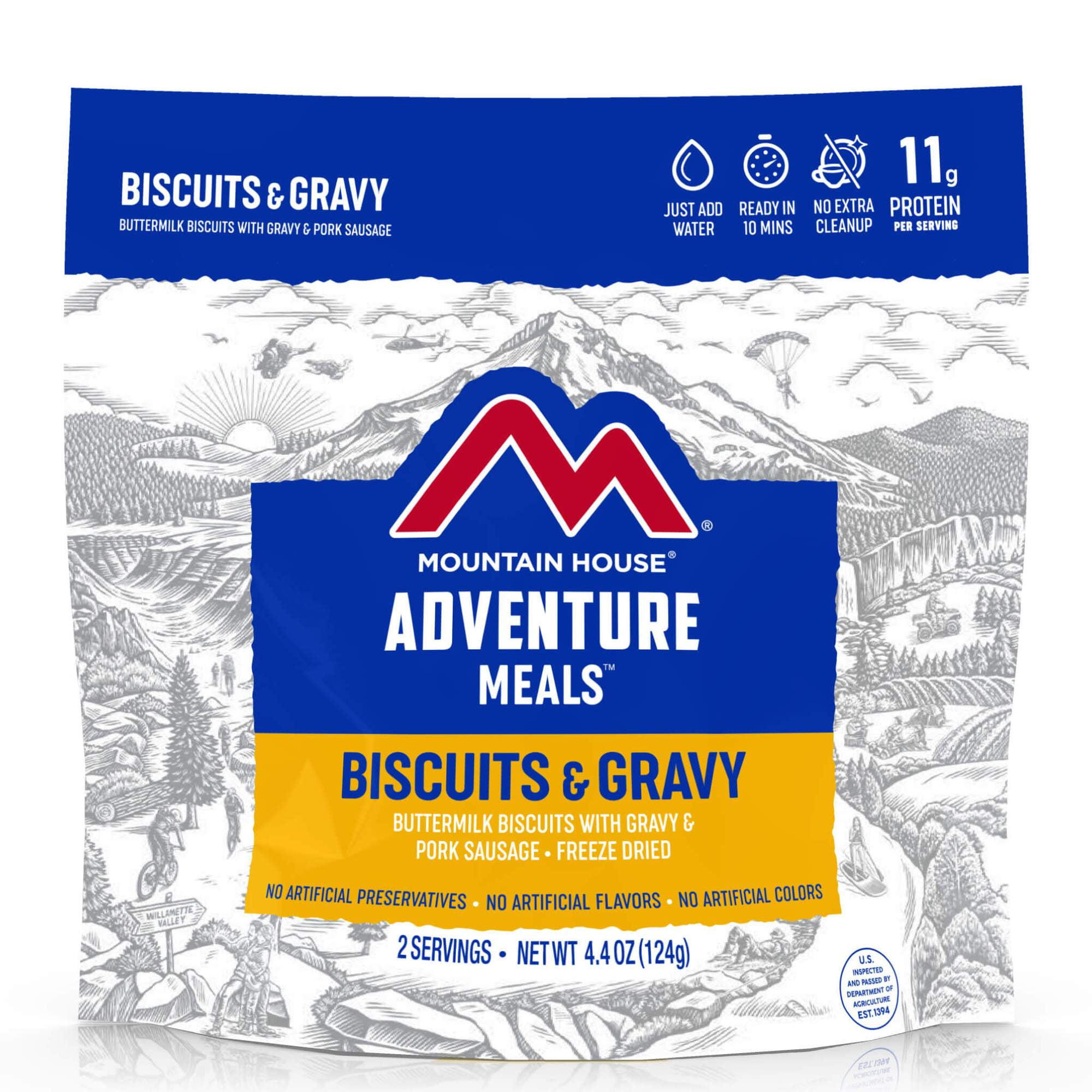 Mountain House Freeze Dried Buttermilk Biscuits, Gravy & Sausage, 4.4 oz Emergency Food