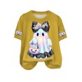 thumbnail image 5 of CFXNMZGR Womens Work Shirts Halloween Shirts for Women Halloween Teacher Shirts Ghost Shirt Fall Retro Vintage Oversized T-Shirt (Yellow,L), 5 of 5
