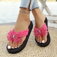 thumbnail image 6 of RotHome Womens Platform Wedge Flip Flops Bow Sandals Rhinestone Bling Thong Open Toe Summer Beach Boho Dressy Casual Shoes Sandals Women Dressy Wedding Flats, 6 of 7