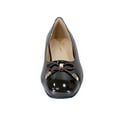thumbnail image 2 of PEERAGE Jayden Women Wide Width Leather Dress Flat Pump with Glossy Patent PU Square Toe Cap and Bow BROWN 8, 2 of 6