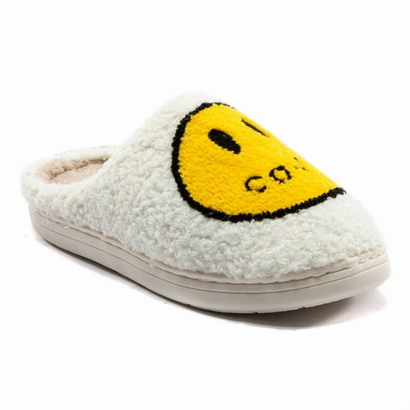 Retro Smile Face Slippers for Women Men Cute Soft Plush House Slippers Indoor Outdoor Warm Lightweight Fuzzy Slides