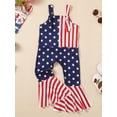 thumbnail image 3 of Biekopu Independence Day Kids Girls Overalls, Stars Stripes Flare Pants Summer Streetwear, 3 of 8