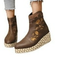 thumbnail image 4 of LSLJS Grandes Bottes en Coton Tridimensionnelles pour Femmes Fermeture Éclair Intérieure Surélevée Imitation Paille Tissée, Bottes Mi-Mollet pour Femmes, 4 of 4