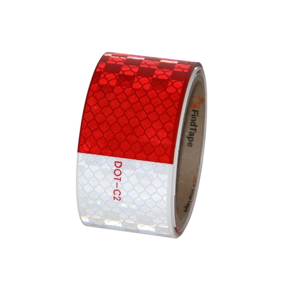 FindTape Microprismatic Sealed Reflective Conspicuity Tape [DOT-C2 10 yr.]: 2 in. x 15 ft. (Alternating 6 in. Red 6 in. White / Honeycomb Design)