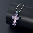 thumbnail image 3 of Forever in My Heart Corss Urn Necklace for Ashes, Stainless Steel Hollow Double Cross Cremation Urn Jewelry Memorial Necklace Pendant for Ashes for Women, 3 of 7