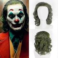 thumbnail image 1 of Adult Men Joker Wig Halloween Cosplay Short Wavy Hair Green, 1 of 5