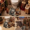 thumbnail image 4 of Sruoe U-Shaped Toilet Rug, Contour Toilet Pedestal Rug 16x20 Inch, Double Horse Print U‑Cut Microfiber Floor Mat, Soft Absorbent Non‑Slip Bathroom Decor Rug for Toilet Base, 4 of 8