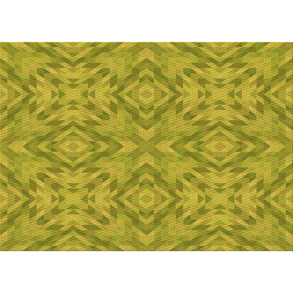 Ahgly Company Machine Washable Indoor Rectangle Transitional Dark Yellow Green Area Rugs, 7' x 10'