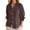 Brown, variant on Lixiuxyad Summer Blouse Women's Summer Shirt Fashion Elegant Top Linen Long Sleeve T Shirt V Neck Shirt Belted Waist Casual Loose Shirt With Buttons