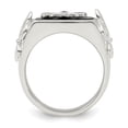 thumbnail image 2 of Auriga Fine Jewelry 925 Sterling Silver with 14K .03 Ruby/Black Agate Fleur de Lis Ring Size 10 for Women, 2 of 5
