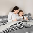 thumbnail image 4 of Homewish Bohemian Horizontal Lines Full Size Comforter Sets,Boho Exotic Style Bedding Comforter Set,Gray,Light Gray Reversible,3pcs,1 Comforter and 2 Pillowcases, 4 of 7