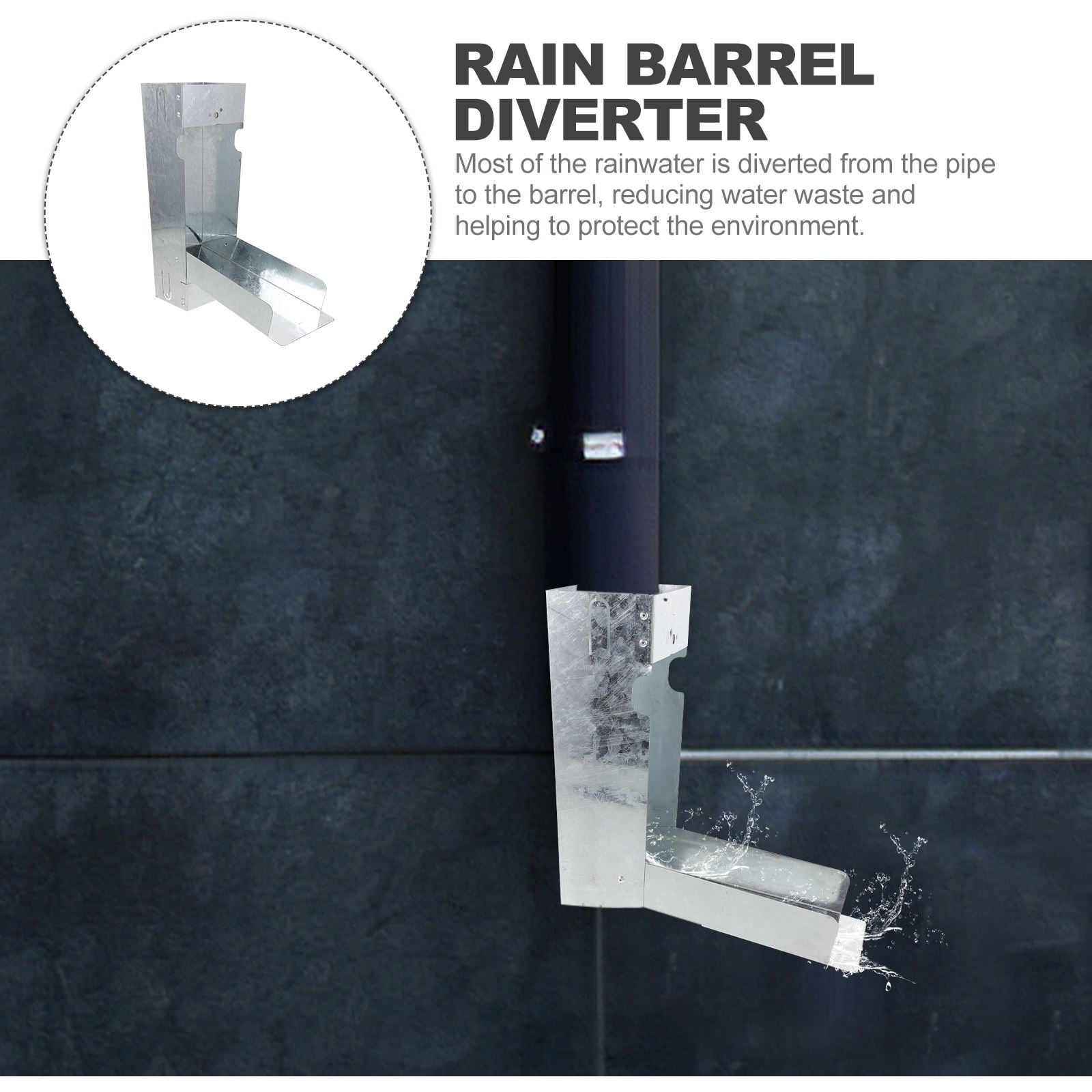 WEUVEB 1 Set Iron Rainwater Diverter for Downspout Pipe 11.79X4.32X3.34in