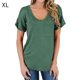 thumbnail image 1 of Camiseta de mujer con cuello en V, manga corta, bolsillo, blusa, top informal de verano, verde oscuro, XL seitruly AP001345-24, 1 of 4