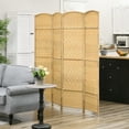 thumbnail image 6 of HOMCOM 4 Panel Room Divider Hand-Woven Freestanding Partition, Nature Wood, 6 of 9