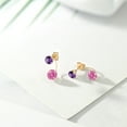thumbnail image 4 of Gem Stone King 14K Yellow Gold Pink Zirconia and Purple Amethyst Stud Earrings for Women | 2.63 Cttw | Gemstone Birthstone | Round 6MM, 4 of 4