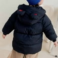 thumbnail image 3 of QUYUON Toddler Girl Rain Jacket Clearance Long Sleeve Puffer Jacket Toddler Baby Boys Girls Winter Thick Down Cotton Padded Jacket Hooded Zipper Jacket Coat Black 5T-6T, 3 of 5
