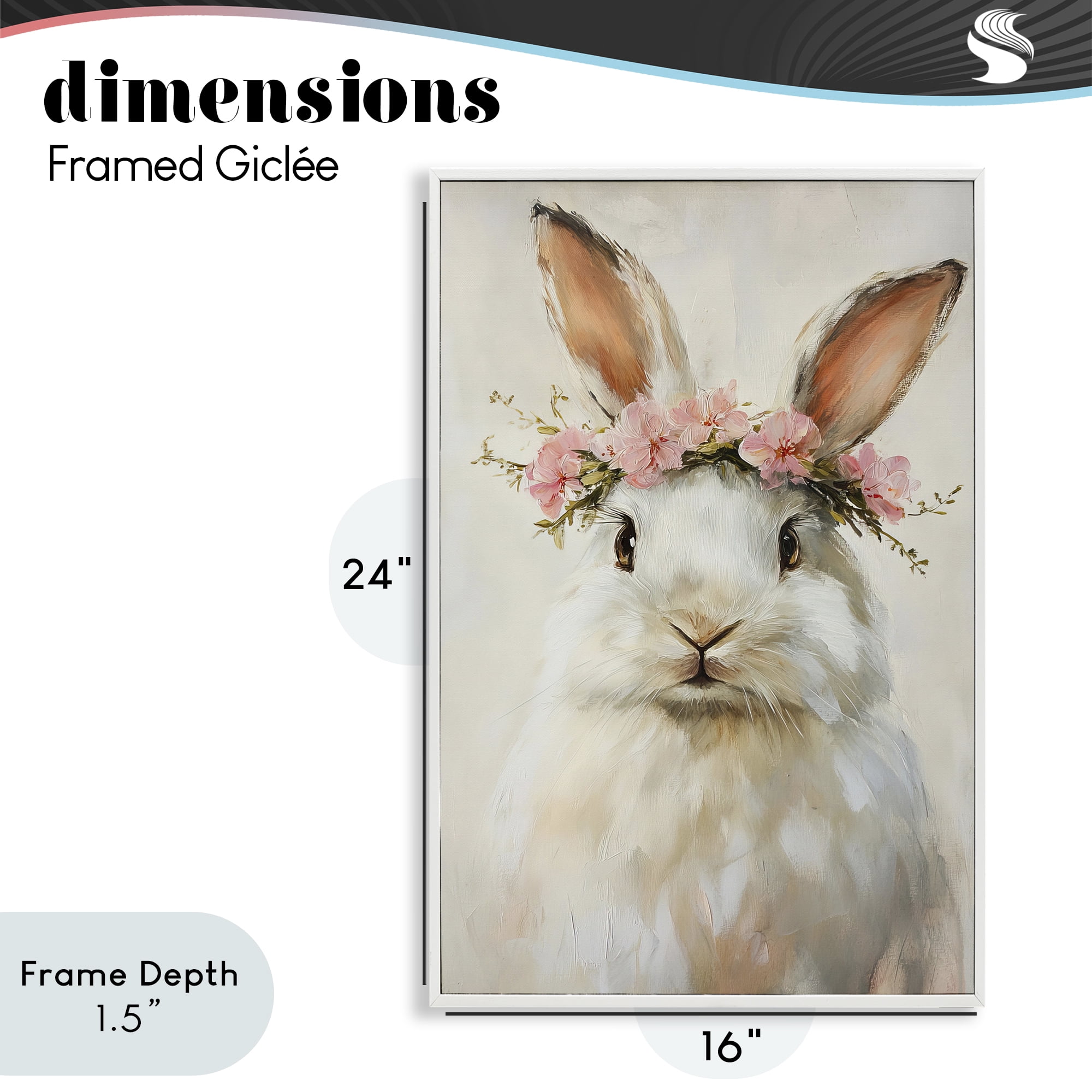 Stupell Industries Bunnykins with Pink Crown White Framed Giclee Art, design by Tina LeCour