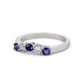 thumbnail image 2 of 0.45 Ct Round Cut Blue Sapphire Real Diamond Unique Eternity Band for Engagement 14K White Gold Size 8, 2 of 7