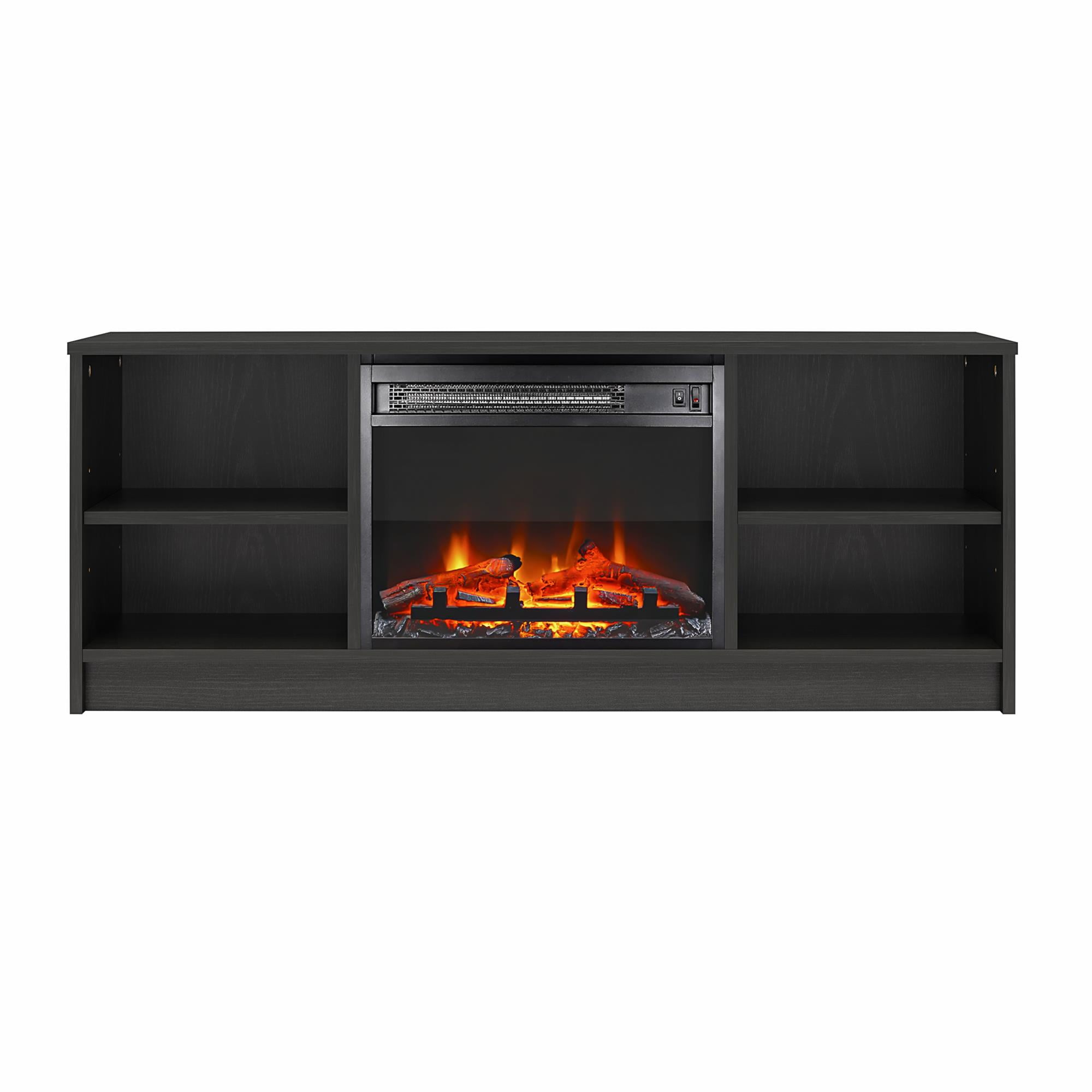Mainstays Fireplace TV Stand, for TVs up to 55", Black Oak