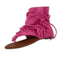 thumbnail image 3 of Miluxas Women's Tassel Gladiator Flip Flops Sandals,Summer Retro Bohemian T-Strap Roman Open-Toe Sandals Casual Beach Flat Clip Toe Ankle Boots Hot Pink 9.5(43), 3 of 9